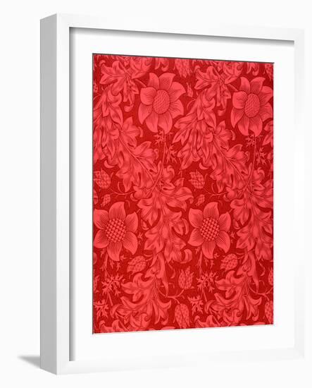 Red Sunflower Wallpaper Design, 1879 (Colour Woodblock Print on Paper)-William Morris-Framed Giclee Print