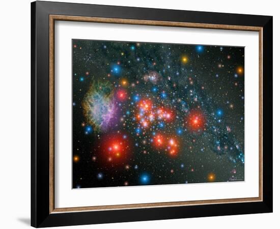 Red Super Giant Cluster-Stocktrek Images-Framed Photographic Print