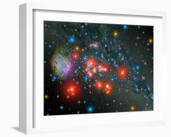 Red Super Giant Cluster-Stocktrek Images-Framed Photographic Print