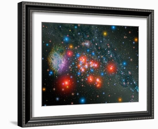 Red Super Giant Cluster-Stocktrek Images-Framed Photographic Print