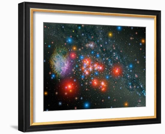 Red Super Giant Cluster-Stocktrek Images-Framed Photographic Print