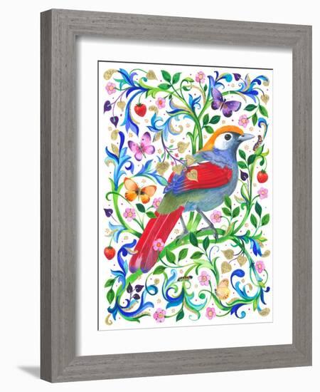 Red Tailed Laughing Thrush Artwork 600 Dpi Re Worked-Isabelle Brent-Framed Photographic Print