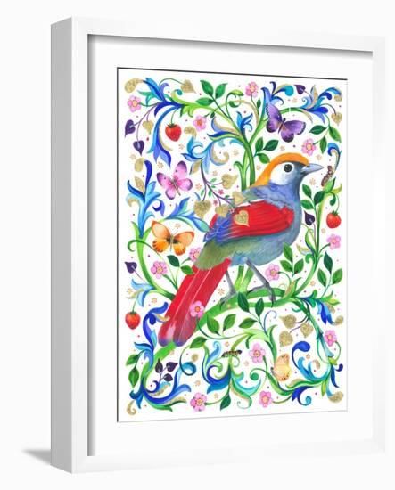 Red Tailed Laughing Thrush Artwork 600 Dpi Re Worked-Isabelle Brent-Framed Photographic Print