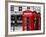 Red Telephone Booths - London - UK - England - United Kingdom - Europe - Spot Color Photography-Philippe Hugonnard-Framed Photographic Print