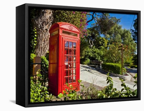 Red Telephone Box, Alameda Gardens, Gibraltar, Europe-Giles Bracher-Framed Premier Image Canvas