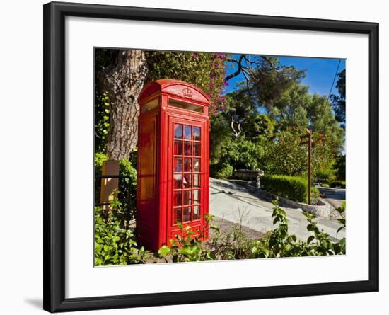 Red Telephone Box, Alameda Gardens, Gibraltar, Europe-Giles Bracher-Framed Photographic Print