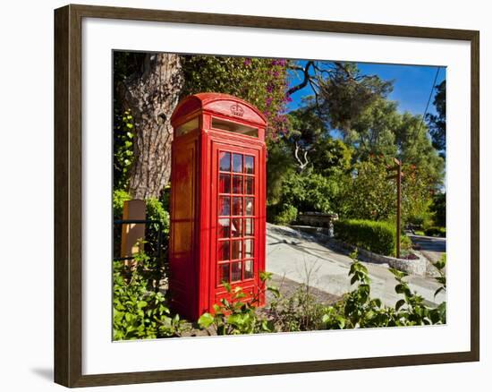 Red Telephone Box, Alameda Gardens, Gibraltar, Europe-Giles Bracher-Framed Photographic Print