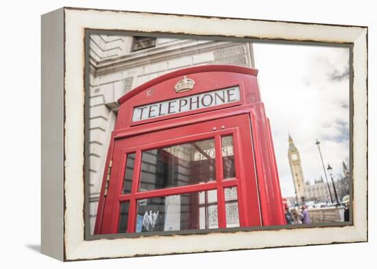 Red Telephone Box and Big Ben (Elizabeth Tower), Houses of Parliament, Westminster, London, England-Matthew Williams-Ellis-Framed Premier Image Canvas