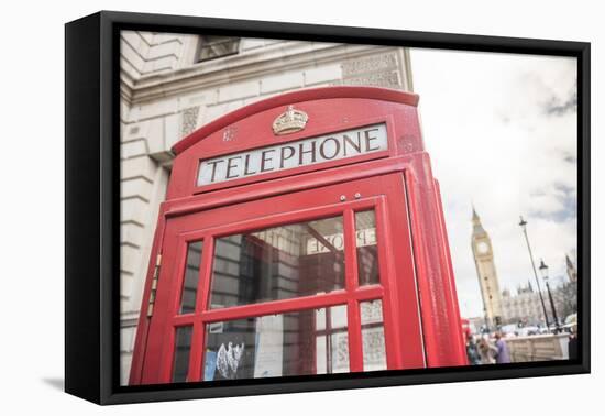 Red Telephone Box and Big Ben (Elizabeth Tower), Houses of Parliament, Westminster, London, England-Matthew Williams-Ellis-Framed Premier Image Canvas