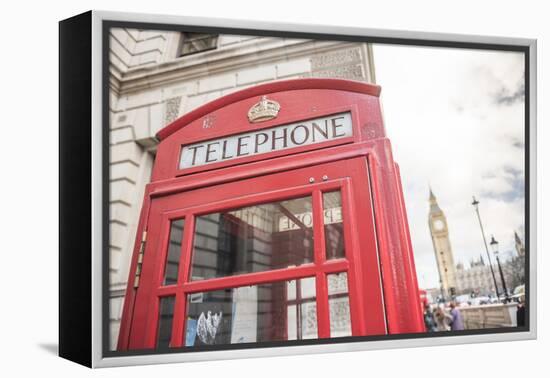 Red Telephone Box and Big Ben (Elizabeth Tower), Houses of Parliament, Westminster, London, England-Matthew Williams-Ellis-Framed Premier Image Canvas