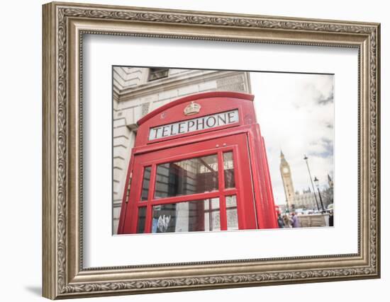 Red Telephone Box and Big Ben (Elizabeth Tower), Houses of Parliament, Westminster, London, England-Matthew Williams-Ellis-Framed Photographic Print