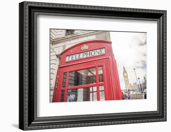 Red Telephone Box and Big Ben (Elizabeth Tower), Houses of Parliament, Westminster, London, England-Matthew Williams-Ellis-Framed Photographic Print