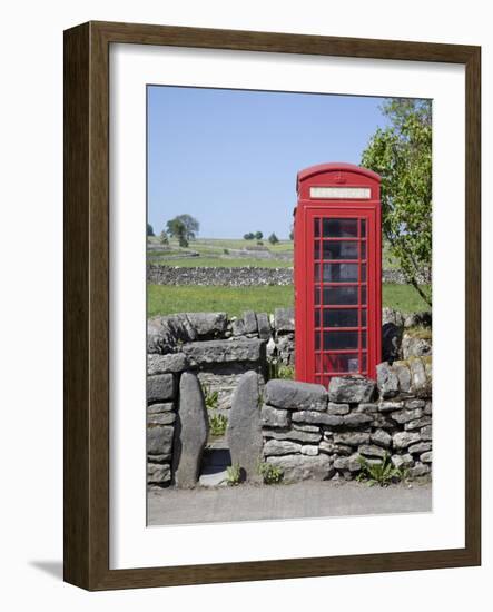 Red Telephone Box, Monyash, Peak District, Derbyshire, England, United Kingdom, Europe-Frank Fell-Framed Photographic Print