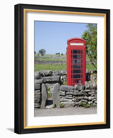 Red Telephone Box, Monyash, Peak District, Derbyshire, England, United Kingdom, Europe-Frank Fell-Framed Photographic Print