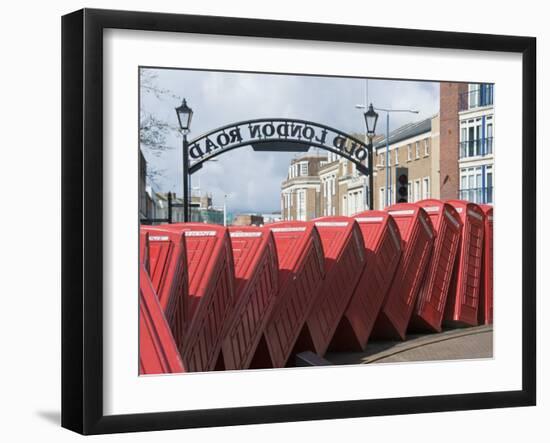 Red Telephone Box Sculpture Entitled Out of Order by David Mach, Kingston Upon Thames, Surrey-Hazel Stuart-Framed Photographic Print