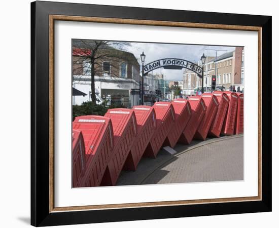 Red Telephone Box Sculpture Out of Order by David Mach. Kingston Upon Thames, Surrey-Hazel Stuart-Framed Photographic Print