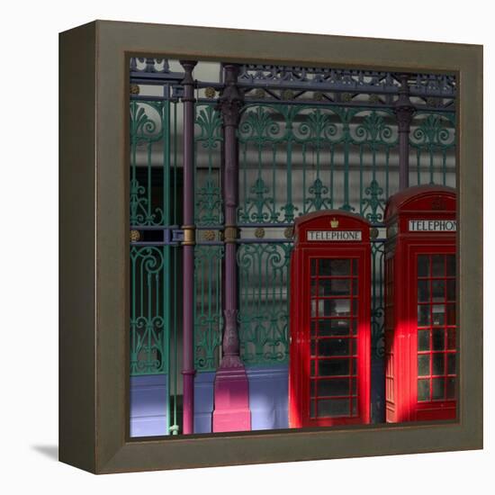Red Telephone Boxes, Smithfield Market, Smithfield, London-Richard Bryant-Framed Premier Image Canvas