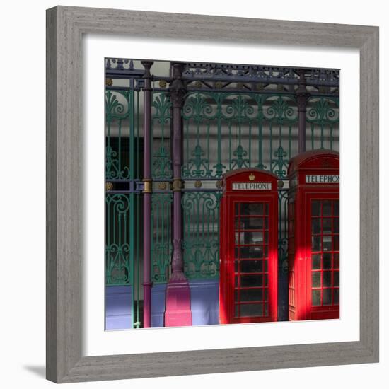 Red Telephone Boxes, Smithfield Market, Smithfield, London-Richard Bryant-Framed Photographic Print