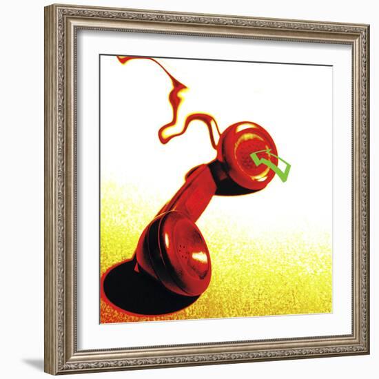 Red Telephone Receiver-null-Framed Photographic Print