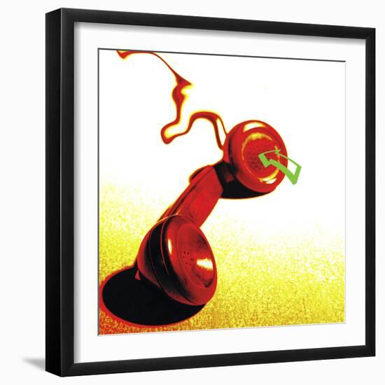 Red Telephone Receiver-null-Framed Photographic Print