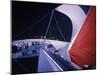 Red Topped Spinnaker Bellying Out from Nefertiti's Towering Mast During America's Cup Trials-George Silk-Mounted Photographic Print