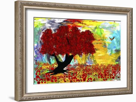 Red tree-Ata Alishahi-Framed Giclee Print