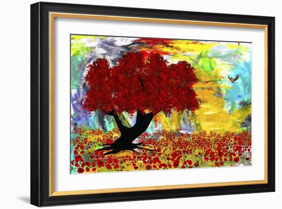 Red tree-Ata Alishahi-Framed Giclee Print