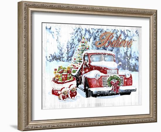 Red Truck Christmas-Old Red Truck-Framed Giclee Print