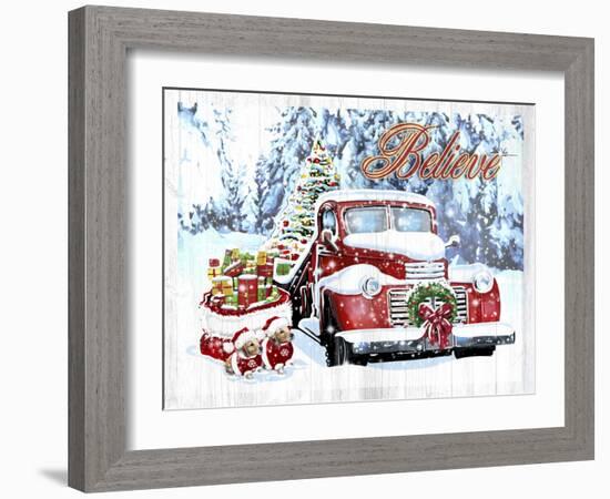 Red Truck Christmas-Old Red Truck-Framed Giclee Print