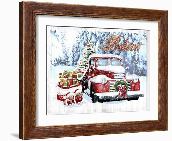 Red Truck Christmas-Old Red Truck-Framed Giclee Print