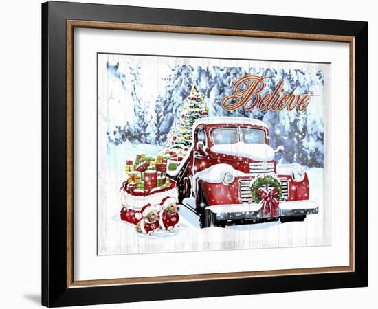 Red Truck Christmas-Old Red Truck-Framed Giclee Print