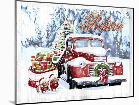 Red Truck Christmas-Old Red Truck-Mounted Giclee Print