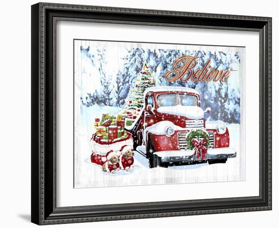 Red Truck Christmas-Old Red Truck-Framed Giclee Print