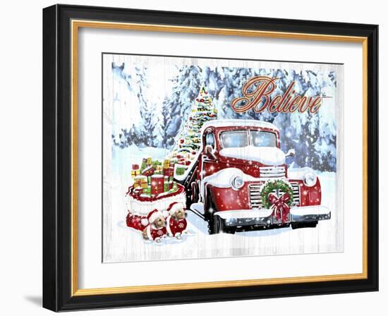 Red Truck Christmas-Old Red Truck-Framed Giclee Print