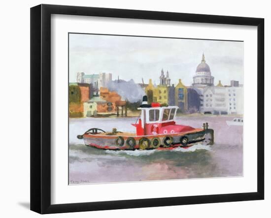 Red Tug passing St. Pauls, 1996-Terry Scales-Framed Giclee Print