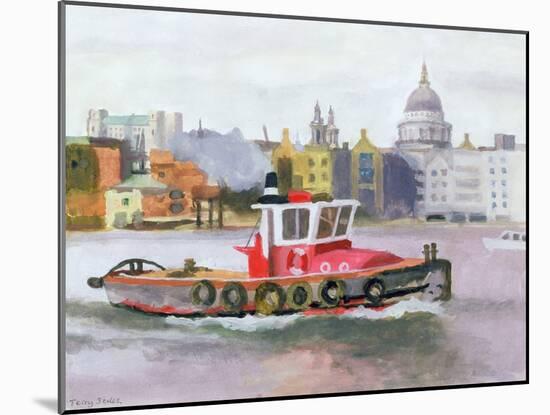 Red Tug passing St. Pauls, 1996-Terry Scales-Mounted Giclee Print
