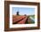 Red Tulip Fields and Blue Sky Frame the Windmill in Spring, Netherlands-Roberto Moiola-Framed Photographic Print