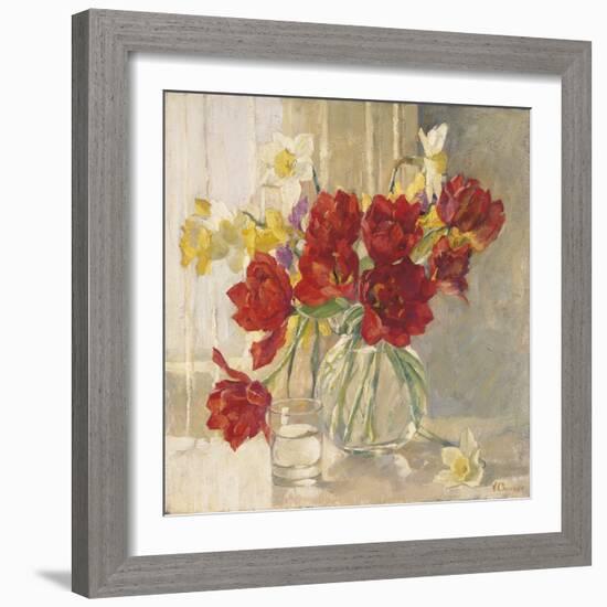 Red Tulips and Daffodils-Valeriy Chuikov-Framed Giclee Print