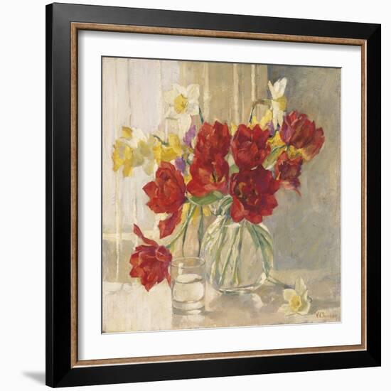 Red Tulips and Daffodils-Valeriy Chuikov-Framed Giclee Print