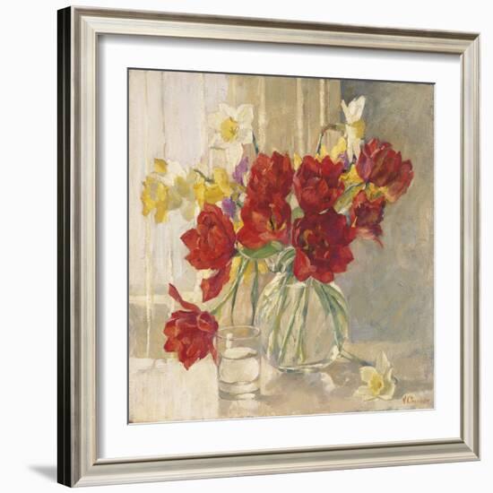 Red Tulips and Daffodils-Valeriy Chuikov-Framed Giclee Print