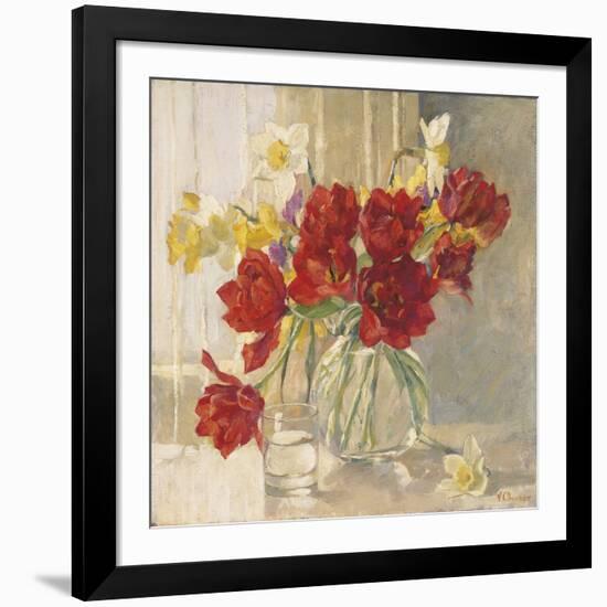 Red Tulips and Daffodils-Valeriy Chuikov-Framed Giclee Print