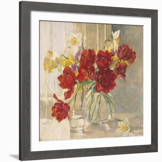 Red Tulips and Daffodils-Valeriy Chuikov-Framed Giclee Print