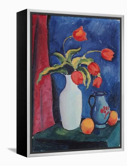 Red Tulips in White Vase, 1912-August Macke-Framed Premier Image Canvas