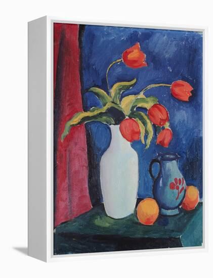 Red Tulips in White Vase, 1912-August Macke-Framed Premier Image Canvas