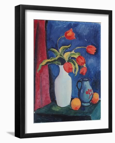 Red Tulips in White Vase, 1912-August Macke-Framed Giclee Print