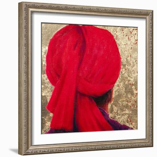 Red Turban on Gold Leaf, 2014-Lincoln Seligman-Framed Giclee Print