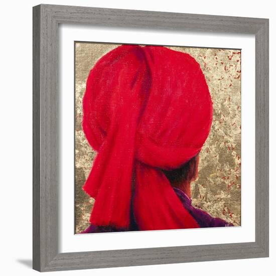 Red Turban on Gold Leaf, 2014-Lincoln Seligman-Framed Giclee Print