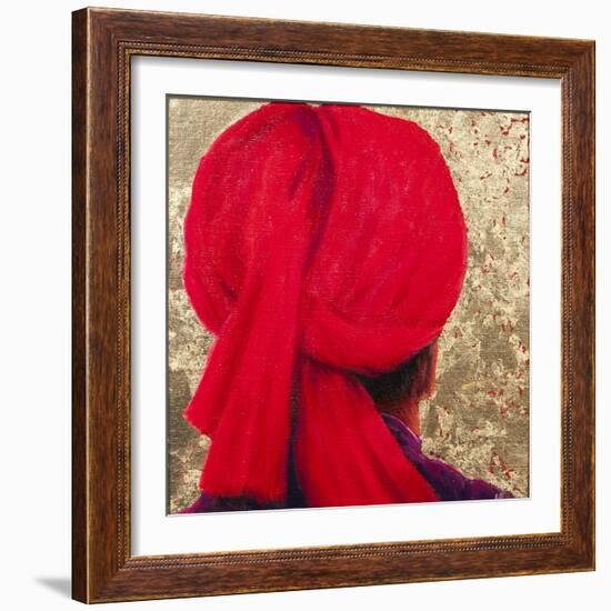 Red Turban on Gold Leaf, 2014-Lincoln Seligman-Framed Giclee Print