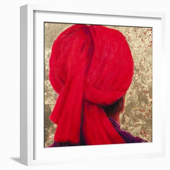 Red Turban on Gold Leaf, 2014-Lincoln Seligman-Framed Giclee Print