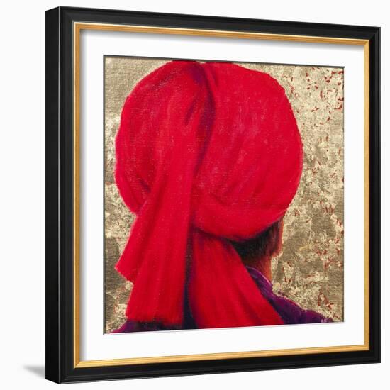 Red Turban on Gold Leaf, 2014-Lincoln Seligman-Framed Giclee Print